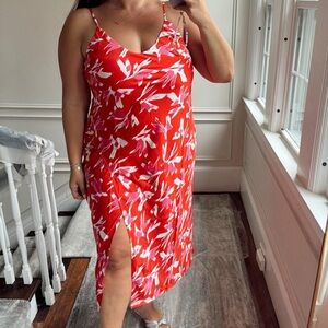 Scoop Women's Satin Midi Slip Dress with Side Slit